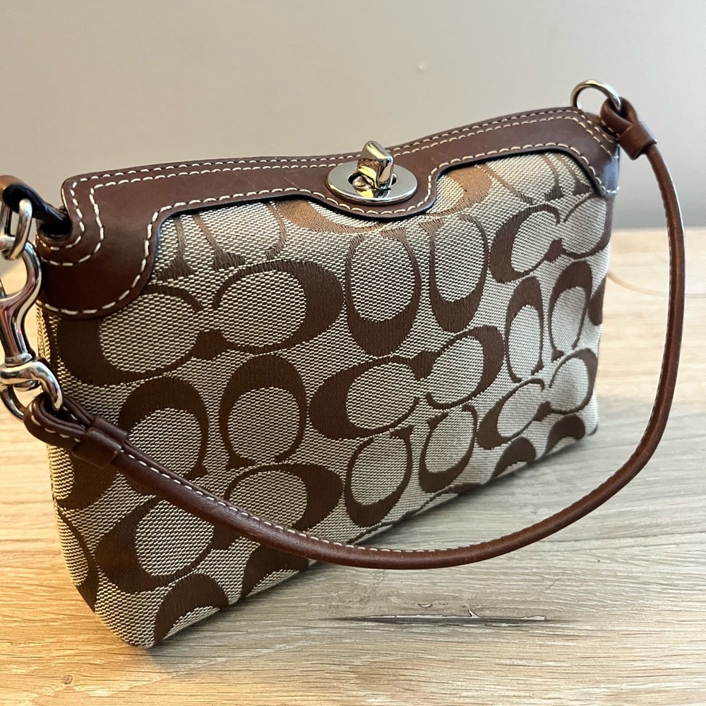 Coach Brown Signature Wristlet